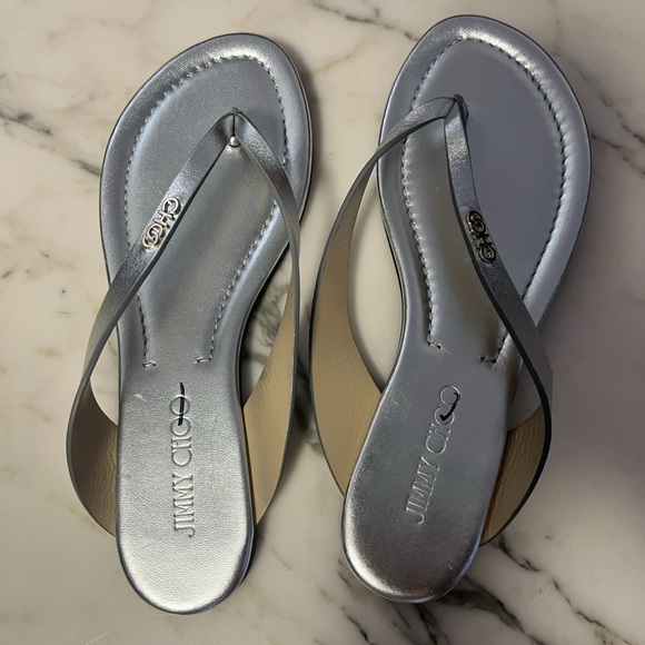 Jimmy choo flip flop silver leather 38 - Picture 1 of 3